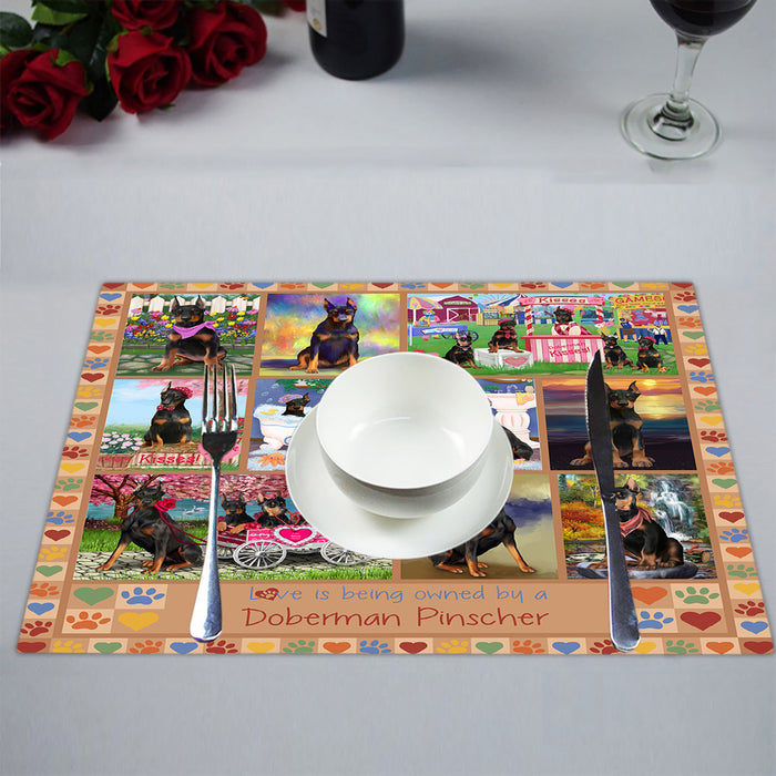 Love is Being Owned Doberman Dogs Beige Placemat