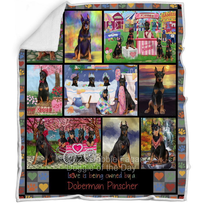 Love is Being Owned Doberman Pinscher Dog Grey Blanket BLNKT142962