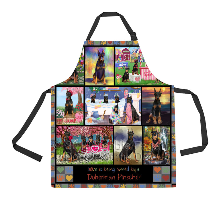 Love is Being Owned Doberman Dogs Grey Apron