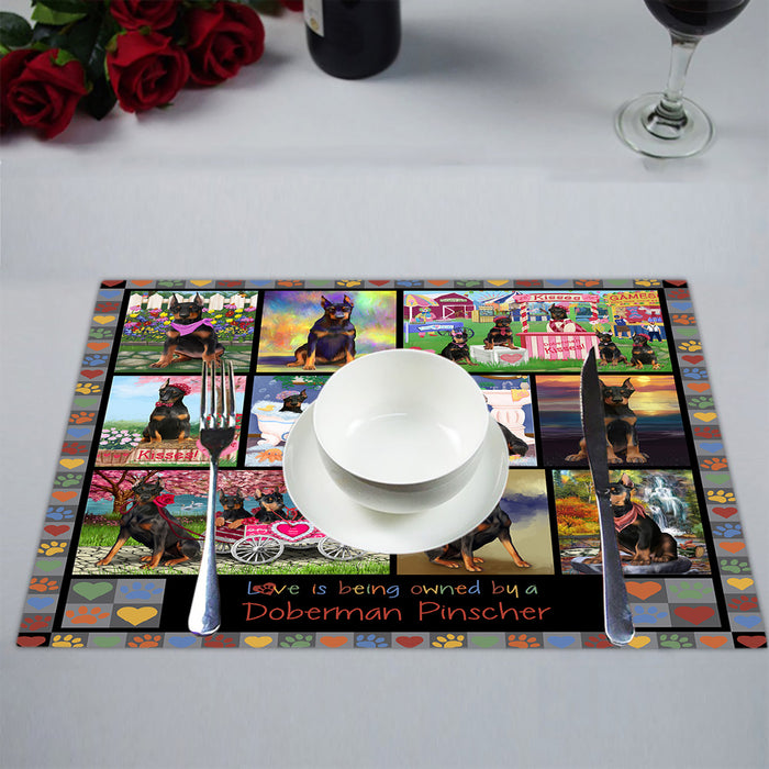 Love is Being Owned Doberman Dogs Grey Placemat