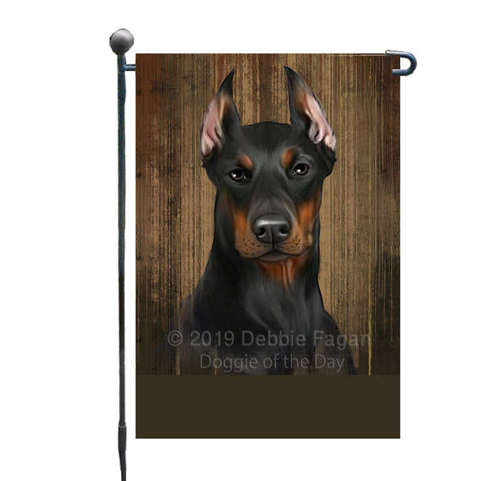 Personalized Rustic Doberman Pincher Dog Custom Garden Flag GFLG63511