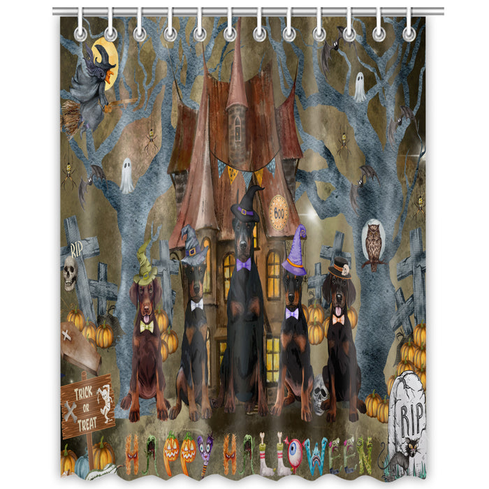 Doberman Pinscher Shower Curtain: Explore a Variety of Designs, Halloween Bathtub Curtains for Bathroom with Hooks, Personalized, Custom, Gift for Pet and Dog Lovers