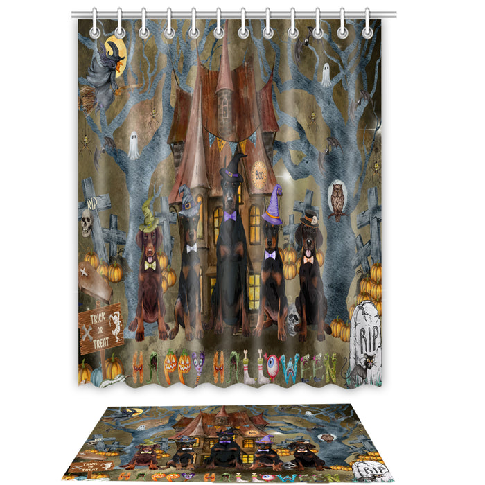 Doberman Pinscher Shower Curtain with Bath Mat Set: Explore a Variety of Designs, Personalized, Custom, Curtains and Rug Bathroom Decor, Dog and Pet Lovers Gift