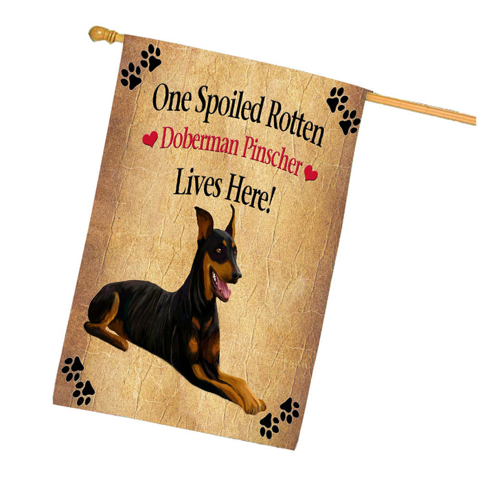 Spoiled Rotten Doberman Pinscher Dog House Flag Outdoor Decorative Double Sided Pet Portrait Weather Resistant Premium Quality Animal Printed Home Decorative Flags 100% Polyester FLG68325