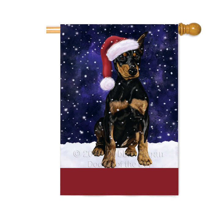 Personalized Let It Snow Happy Holidays Doberman Pinscher Dog Custom House Flag FLG-DOTD-A62402