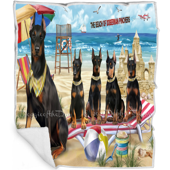 Pet Friendly Beach Doberman Pinscher Dogs Blanket BLNKT142488