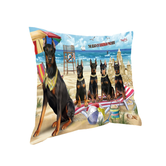 Pet Friendly Beach Doberman Pinscher Dogs Pillow with Top Quality High-Resolution Images - Ultra Soft Pet Pillows for Sleeping - Reversible & Comfort - Ideal Gift for Dog Lover - Cushion for Sofa Couch Bed - 100% Polyester