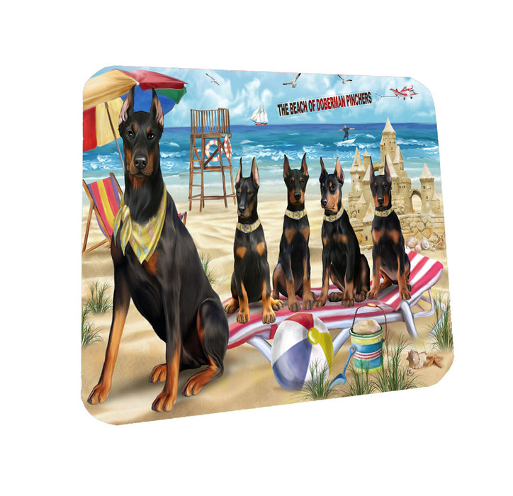 Pet Friendly Beach Doberman Pinscher Dogs Coasters Set of 4 CSTA58094