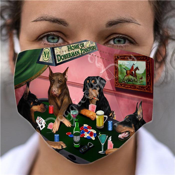 Home of Doberman Pinscher Dogs Playing Poker Face Mask FM49789