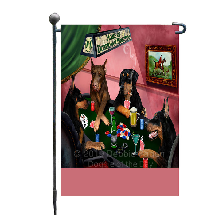 Personalized Home of Doberman Pinscher Dogs Four Dogs Playing Poker Custom Garden Flags GFLG-DOTD-A60265