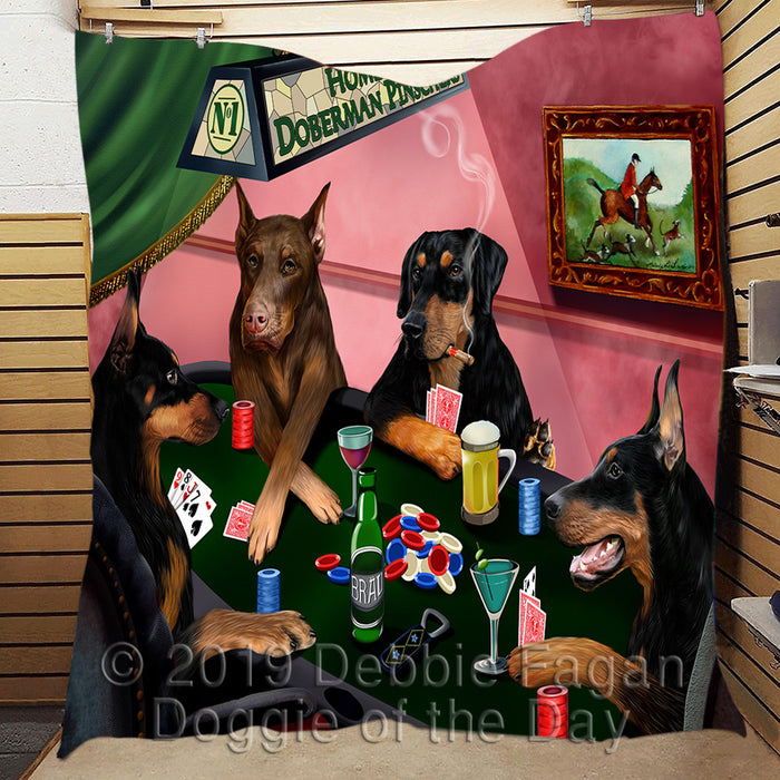 Home of  Doberman Pinscher Dogs Playing Poker Quilt