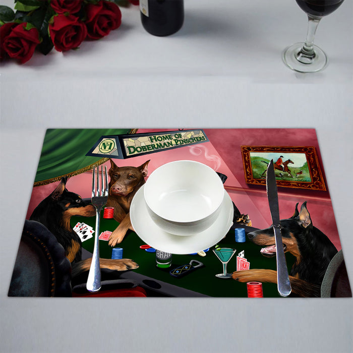 Home of  Doberman Pinscher Dogs Playing Poker Placemat