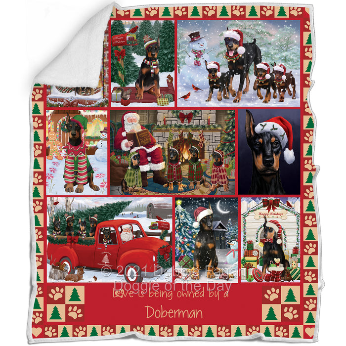 Love is Being Owned Christmas Doberman Pinscher Dogs Blanket BLNKT143466