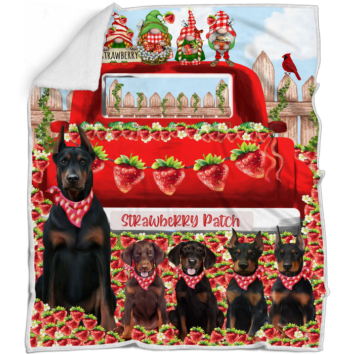 Doberman Pinscher Blanket: Explore a Variety of Personalized Designs, Bed Cozy Sherpa, Fleece and Woven, Custom Dog Gift for Pet Lovers