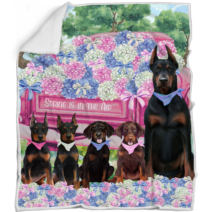 Doberman Pinscher Bed Blanket, Explore a Variety of Designs, Custom, Soft and Cozy, Personalized, Throw Woven, Fleece and Sherpa, Gift for Pet and Dog Lovers