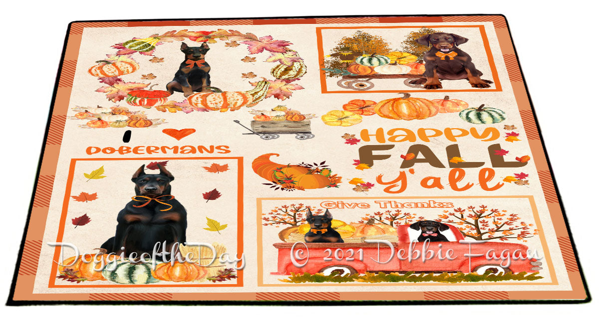 Happy Fall Y'all Pumpkin Doberman Dogs Indoor/Outdoor Welcome Floormat - Premium Quality Washable Anti-Slip Doormat Rug FLMS58624