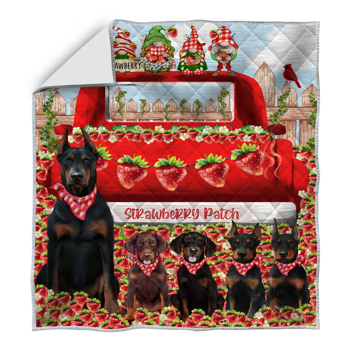 Doberman Pinscher Bed Quilt, Explore a Variety of Designs, Personalized, Custom, Bedding Coverlet Quilted, Pet and Dog Lovers Gift