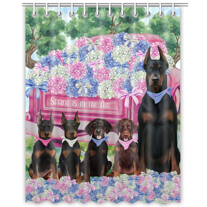 Doberman Pinscher Shower Curtain, Explore a Variety of Personalized Designs, Custom, Waterproof Bathtub Curtains with Hooks for Bathroom, Dog Gift for Pet Lovers