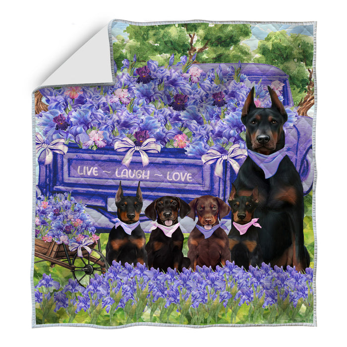 Doberman Pinscher Quilt: Explore a Variety of Designs, Halloween Bedding Coverlet Quilted, Personalized, Custom, Dog Gift for Pet Lovers