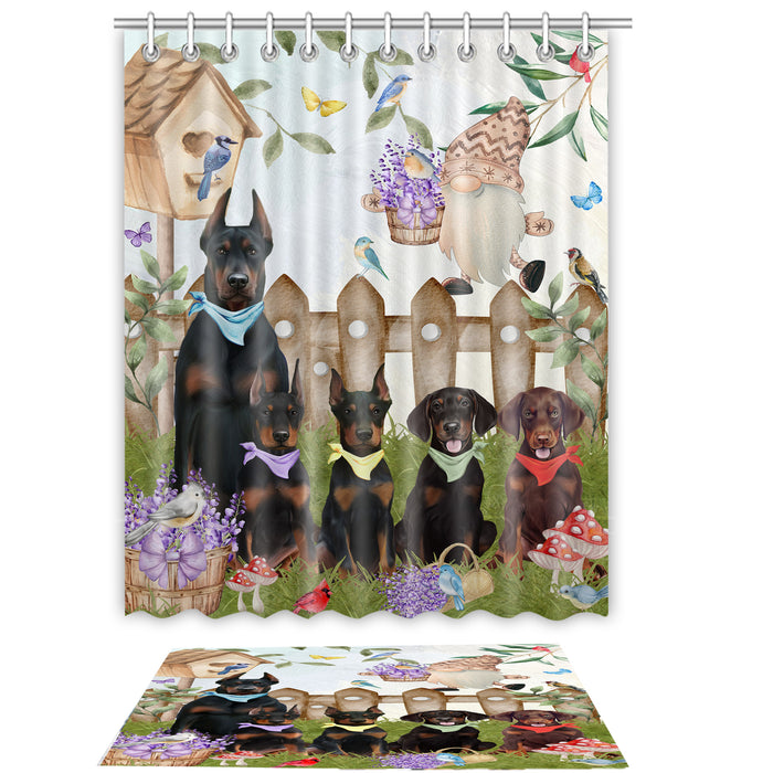Doberman Pinscher Shower Curtain with Bath Mat Set, Custom, Curtains and Rug Combo for Bathroom Decor, Personalized, Explore a Variety of Designs, Dog Lover's Gifts