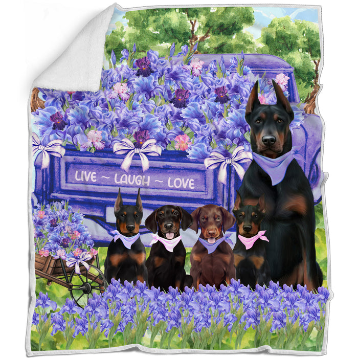 Doberman Pinscher Bed Blanket, Explore a Variety of Designs, Personalized, Throw Sherpa, Fleece and Woven, Custom, Soft and Cozy, Dog Gift for Pet Lovers