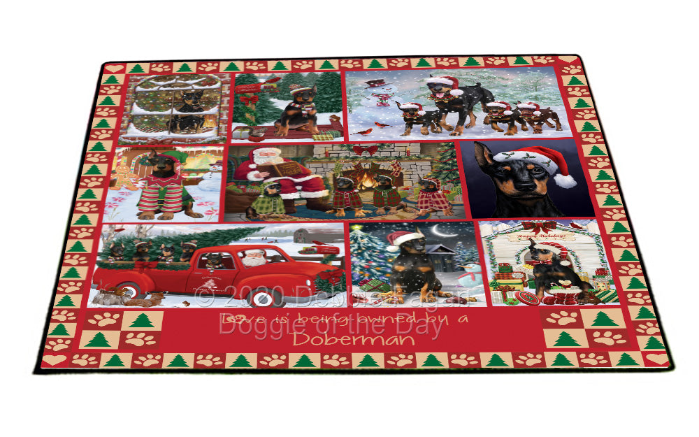 Love is Being Owned Christmas Doberman Pinscher Dogs Floormat FLMS54847