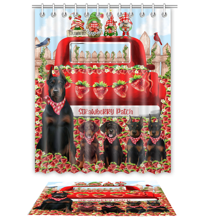 Doberman Pinscher Shower Curtain & Bath Mat Set - Explore a Variety of Custom Designs - Personalized Curtains with hooks and Rug for Bathroom Decor - Dog Gift for Pet Lovers
