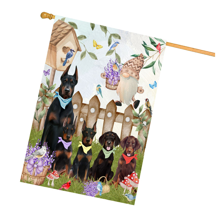 Doberman Pinscher Dogs House Flag: Explore a Variety of Designs, Custom, Personalized, Weather Resistant, Double-Sided, Home Outside Yard Decor for Dog and Pet Lovers