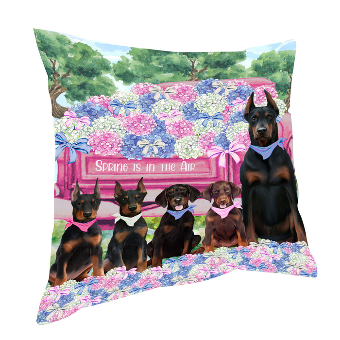 Doberman Pinscher Throw Pillow: Explore a Variety of Designs, Cushion Pillows for Sofa Couch Bed, Personalized, Custom, Dog Lover's Gifts