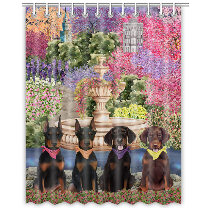 Doberman Pinscher Shower Curtain, Personalized Bathtub Curtains for Bathroom Decor with Hooks, Explore a Variety of Designs, Custom, Pet Gift for Dog Lovers