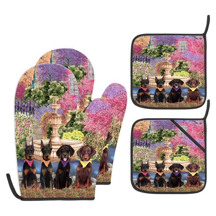 Doberman Pinscher Oven Mitts and Pot Holder: Explore a Variety of Designs, Potholders with Kitchen Gloves for Cooking, Custom, Personalized, Gifts for Pet & Dog Lover