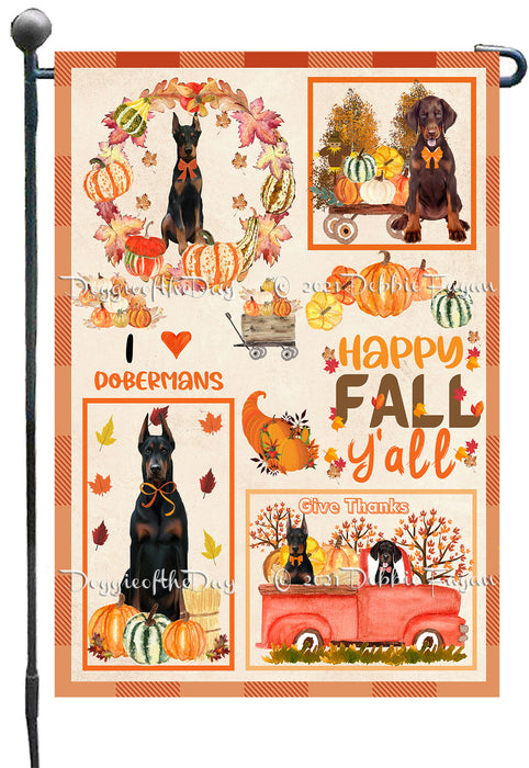Happy Fall Y'all Pumpkin Doberman Dogs Garden Flags- Outdoor Double Sided Garden Yard Porch Lawn Spring Decorative Vertical Home Flags 12 1/2"w x 18"h