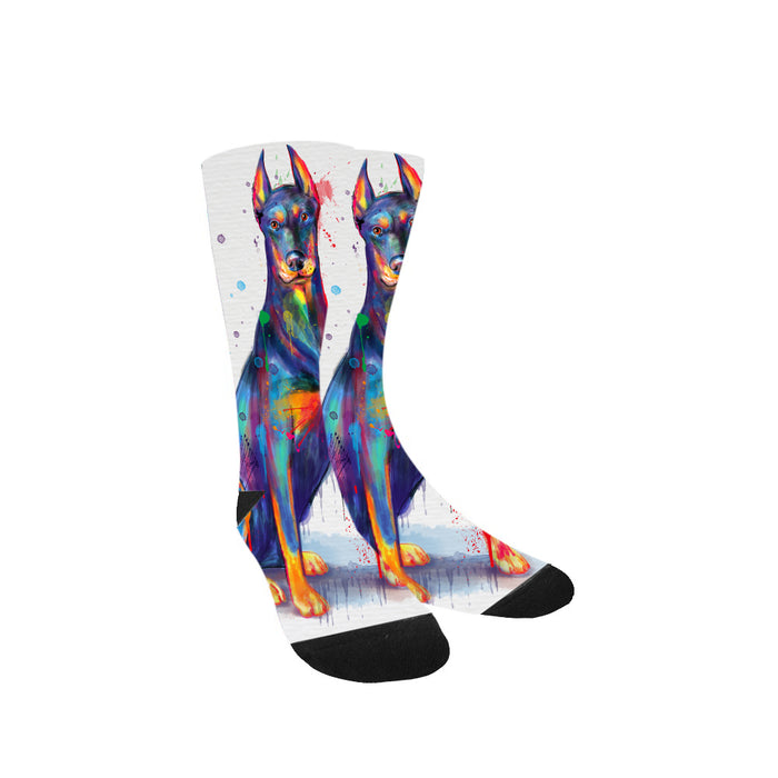 Watercolor Doberman Dog Women's Casual Socks