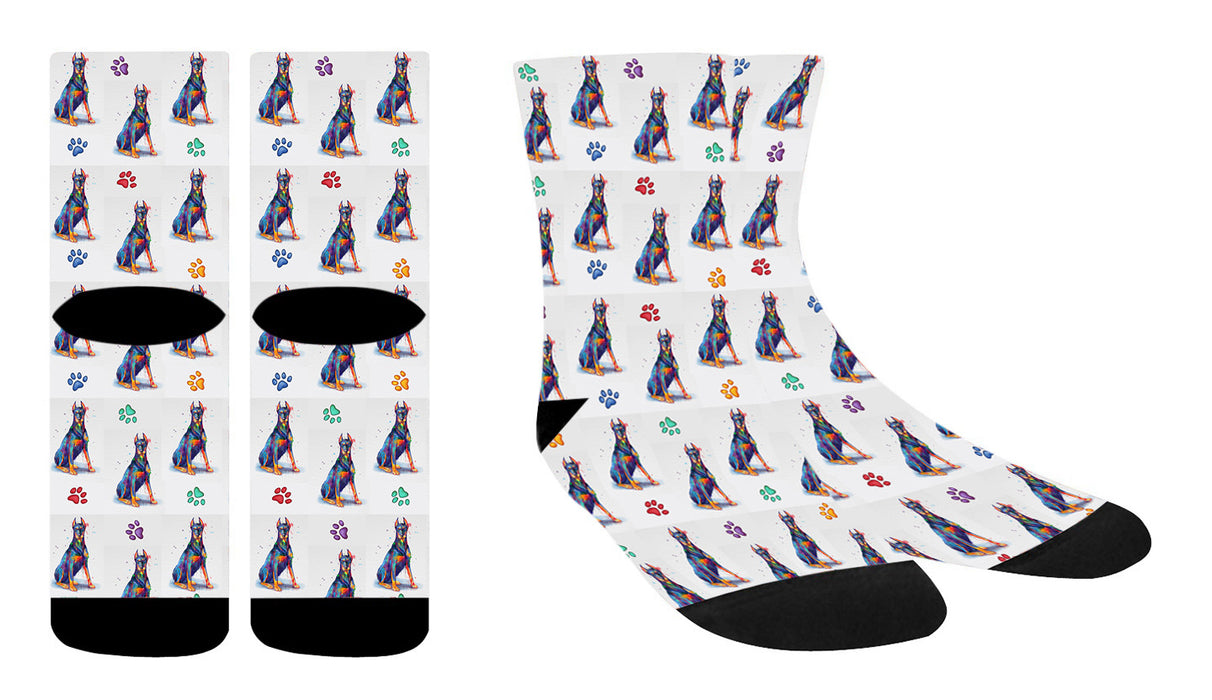 Watercolor Doberman Dogs Women's Socks