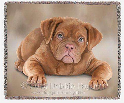 Dog de Bordeaux Dog Art Portrait Print Woven Throw Blanket 54 X 38