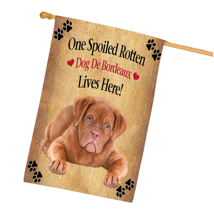Spoiled Rotten Dog De Bordeaux House Flag Outdoor Decorative Double Sided Pet Portrait Weather Resistant Premium Quality Animal Printed Home Decorative Flags 100% Polyester FLG68327