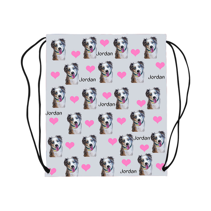 Custom Add Your Photo Here PET Dog Cat Photos on Drawstring Bag