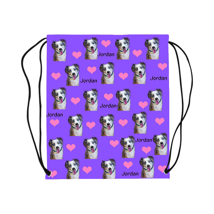 Custom Add Your Photo Here PET Dog Cat Photos on Drawstring Bag