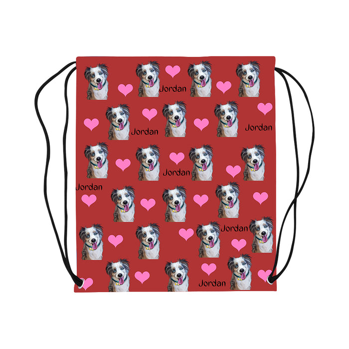 Custom Add Your Photo Here PET Dog Cat Photos on Drawstring Bag