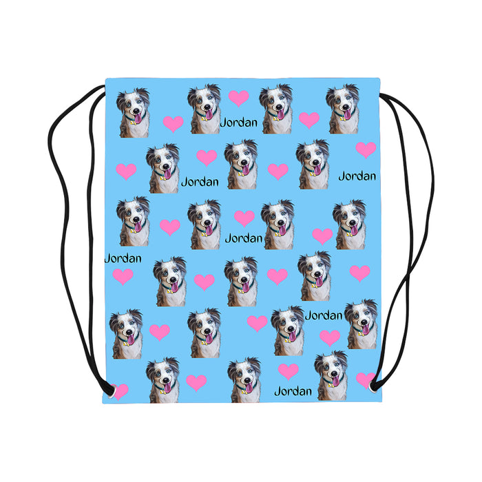 Custom Add Your Photo Here PET Dog Cat Photos on Drawstring Bag