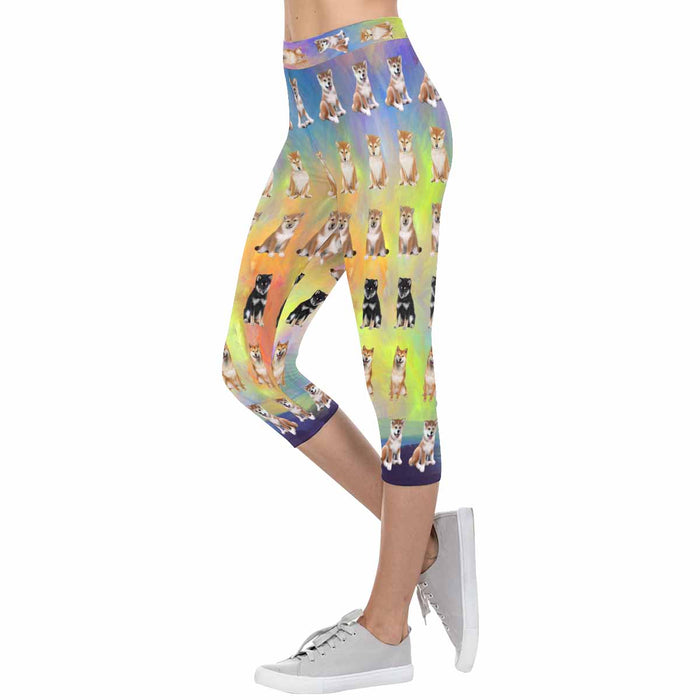 Shiba Inu Dogs  All-Over Low Rise Capri Leggings (Model L08)