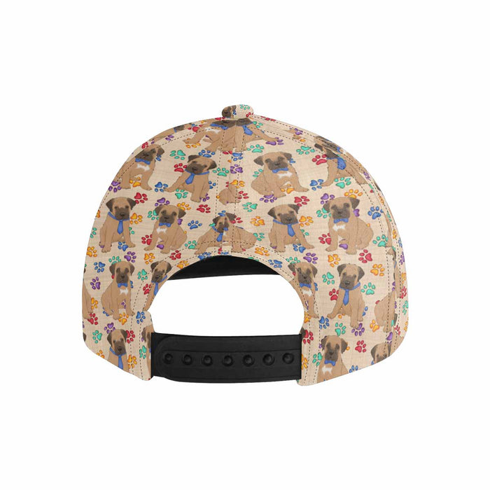 Women's All Over Rainbow Paw Print Bullmastiff Dog Snapback Hat Cap