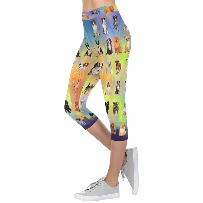 Multi Breed Dogs  All-Over Low Rise Capri Leggings (Model L08)