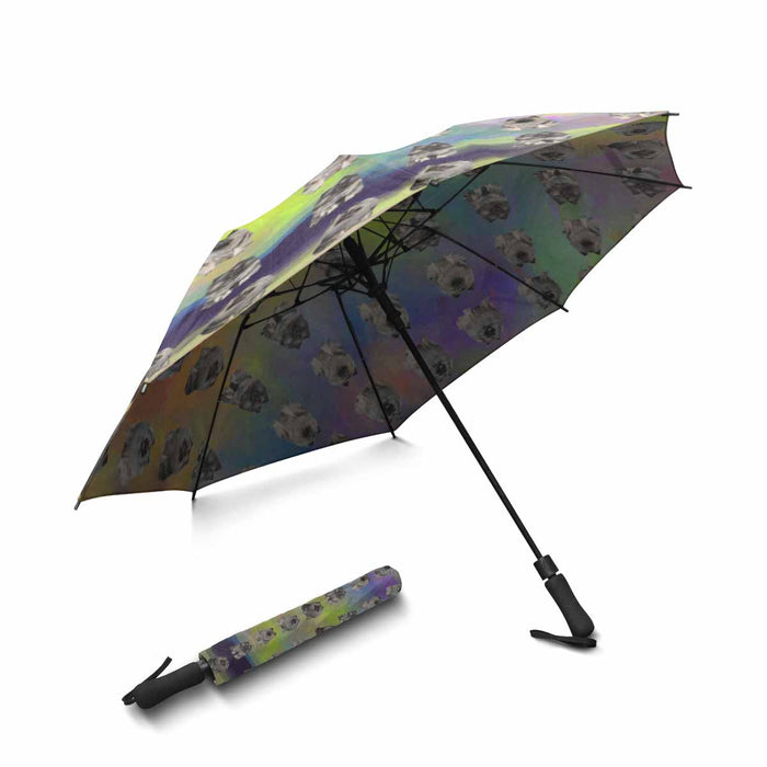 Keeshond Dogs  Semi-Automatic Foldable Umbrella