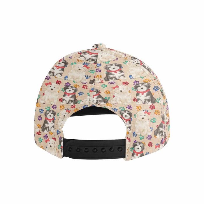 Women's All Over Rainbow Paw Print Havanese Dog Snapback Hat Cap