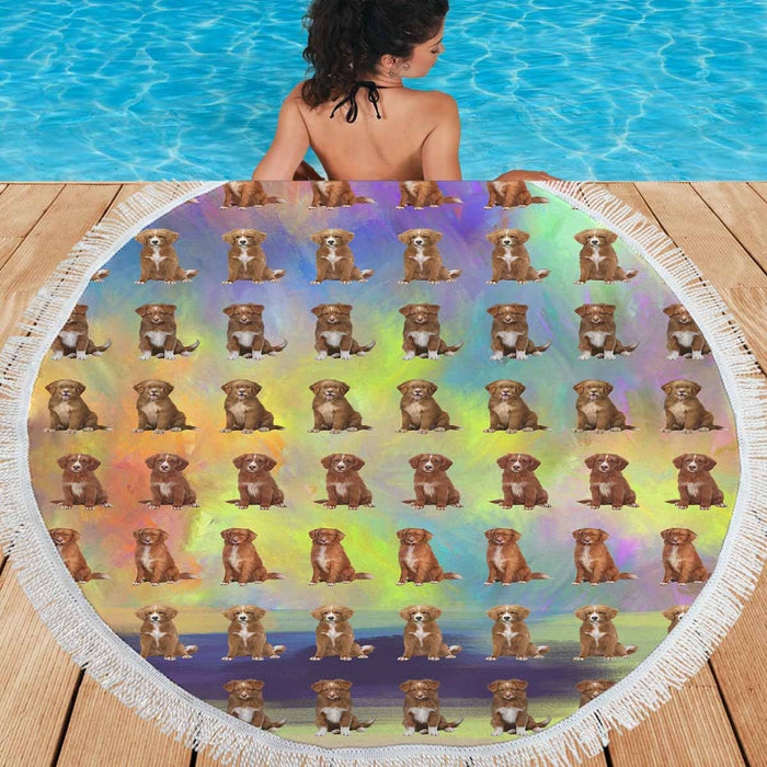 Nova Scotia Duck Toller Retriever Dogs  Round Beach Mat 59’’