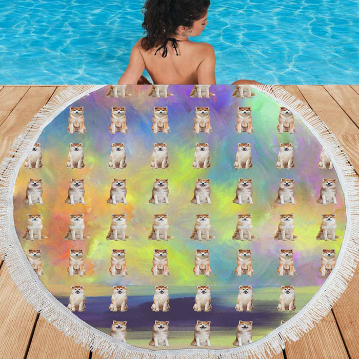 Akita Dogs  Round Beach Mat 59’’