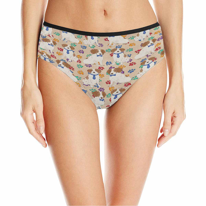 Brittany Spaniel Dogs Blue  Women&#039;s High Waist Briefs (Model L26)