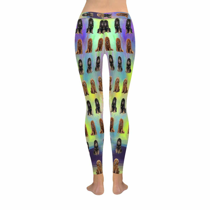 Tibetan Mastiff Dogs  All-Over Low Rise Leggings (Model L07) (Outside Serging)