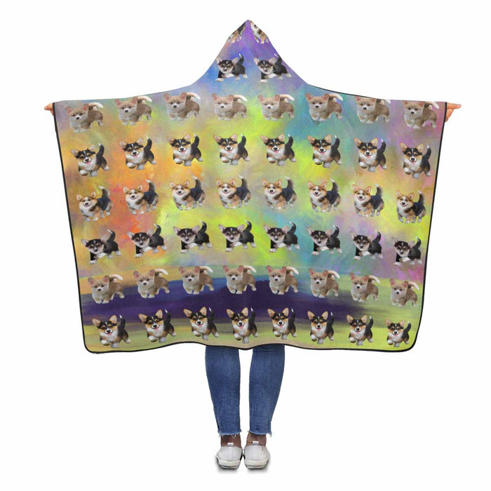 Pembroke Welsh Corgi Dogs  Hooded Blanket 80"x56"